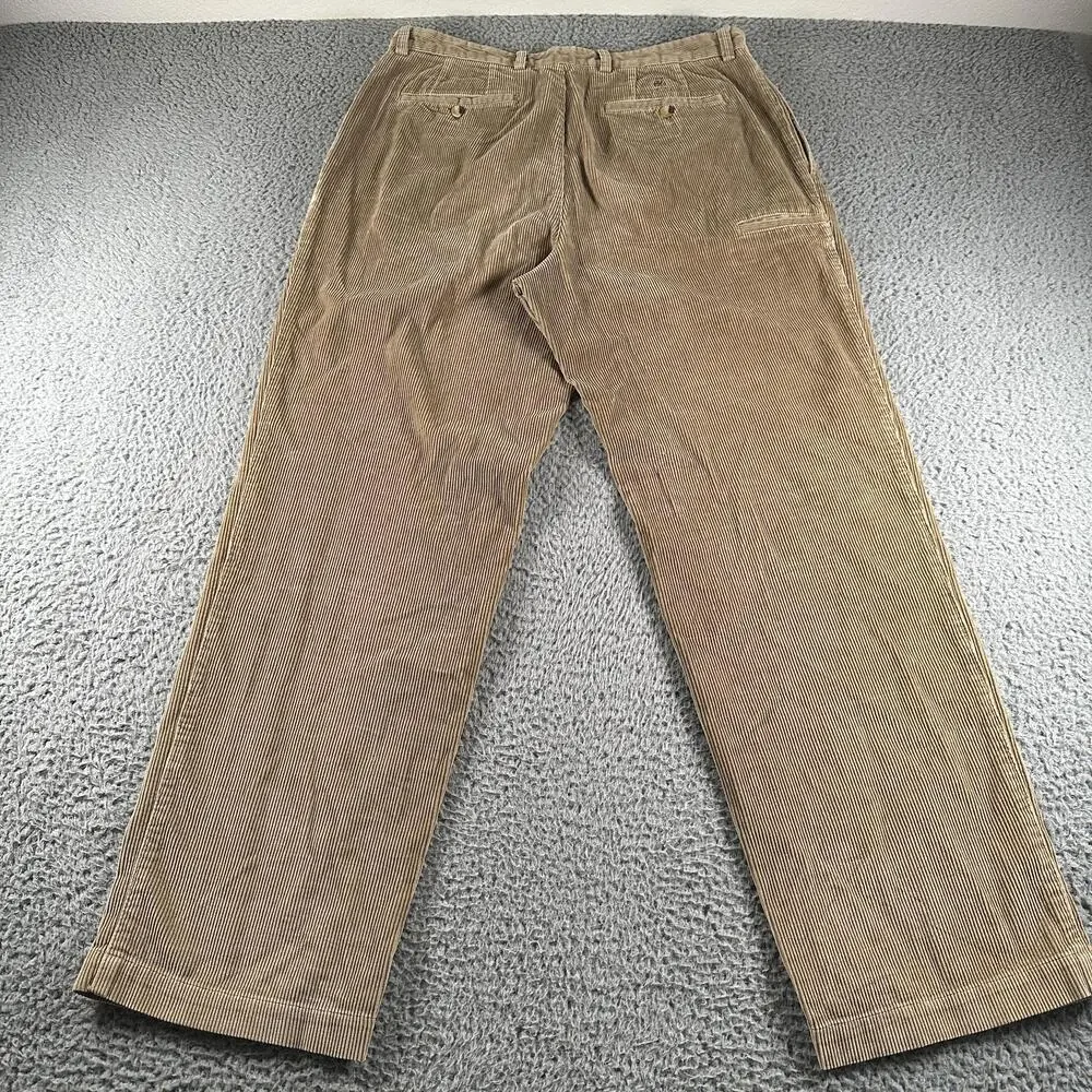 Vtg Tommy Hilfiger Corduroy Pants Mens 34x32 Beige Pleated Straight Chino Casual